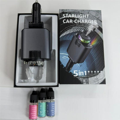 5-in-1 Retractable USB C Car Charger with Aromatherapy & Starlight – Fast Car Charging Adapter