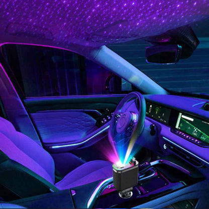 120W Purple Star Top Ambient Light Car Charger with Retractable Cable